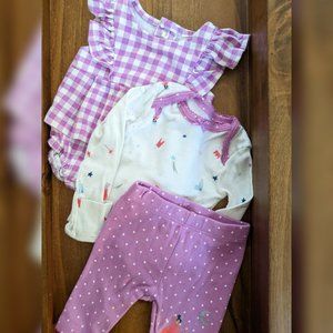 2 Newborn Purple/Lavender Outfits (3 Pieces)